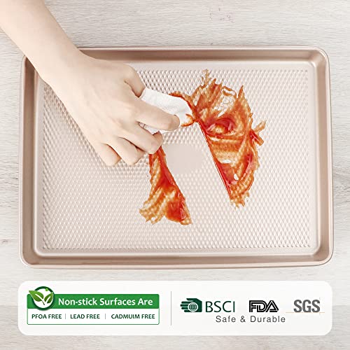 Hongbake Baking Sheet Pan Set, Cookie Sheets For Oven, Nonstick Half/Quarter/Jelly Roll Pans With Diamond Texture Pattern, Heavy Duty Cookie Tray #TOP7