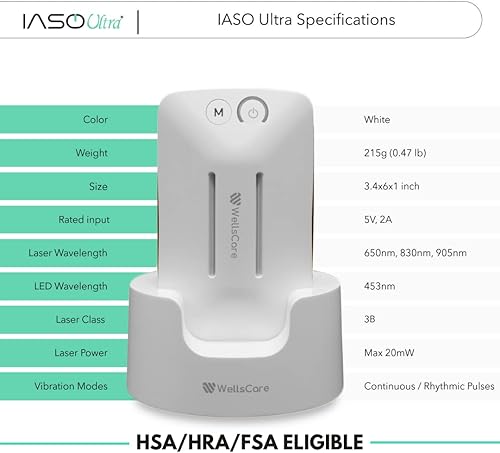 Miniatura 7 de IASO ULTRA Terapia láser fría para aliviar el dolor y recuperación deportiva para espalda, hombros, piernas, láseres fríos triples, LED azul, calor