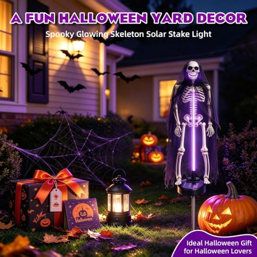 2Pack Halloween Lighted Skeleton Solar Yard Lights Outdoor Decor | 3D Realistic Design,Waterproof Outdoor,Solar Powered,Bones Figurine for Lawn Grave Haunted House Pathway(3 Modes) - image 8