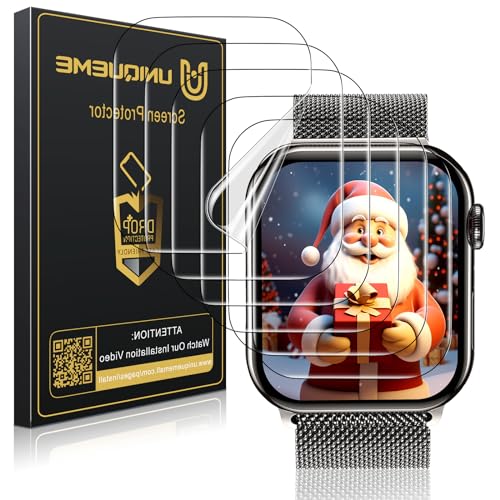 UniqueMe Pellicola Protettiva per Apple Watch 41 mm Series 9/8/7, 6 Pezzi TPU Schermo Pellicola, Auto Guarigione, HD Trasparente Protezione Schermo per iWatch 41 mm