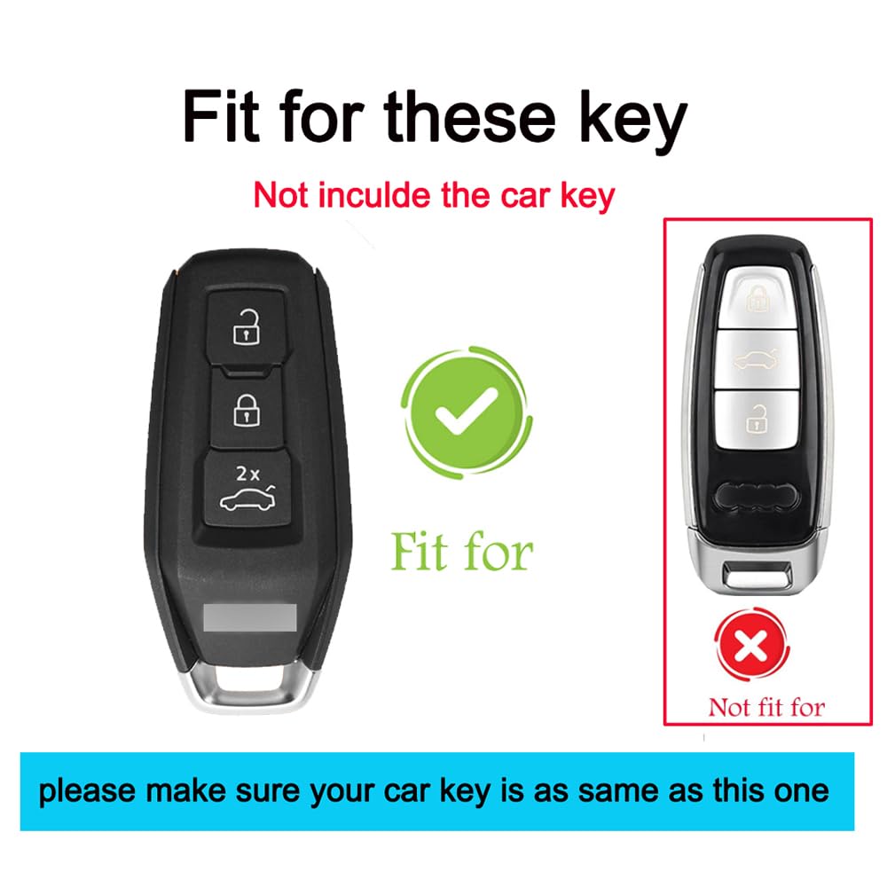 ontto Etui na kluczyki samochodowe pasuje do Audi A5, B10, A5L, S5, S6, Q6, A6, C9, Q5, Q6L, SQ5, Avant Sportback Etron E-Hybrid 2025, 2026, skórzane etui ochronne, brelok do kluczy, czarny, 3 Tasten