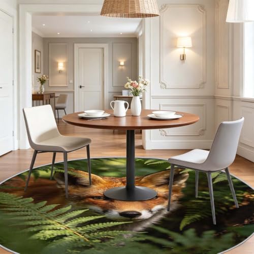 Tapis rond renard 100 cm lavable en machine pour une chambre d'enfant douce