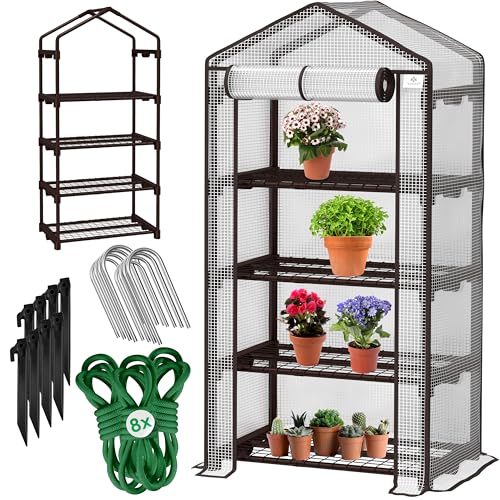 KESSER® Premium Foliengewächshaus Gewächshaus mit 4 Etagen - 69 x 50 x 158 cm Treibhaus mit 4 Regalen - Platzsparend, Hochwertiges Anzuchthaus Garten Balkon Stabil & Einfach zu Montieren