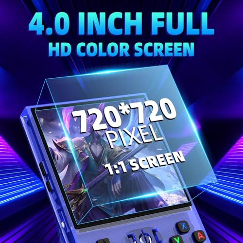Image of R36MAX Retro Handheld Game Console,4.0 Inch Retro Gaming Console with 64GB Memory,Support 30+ Emulators,Open Source Linux System Hand Held Game Console,4000mAh Battery(Blue)