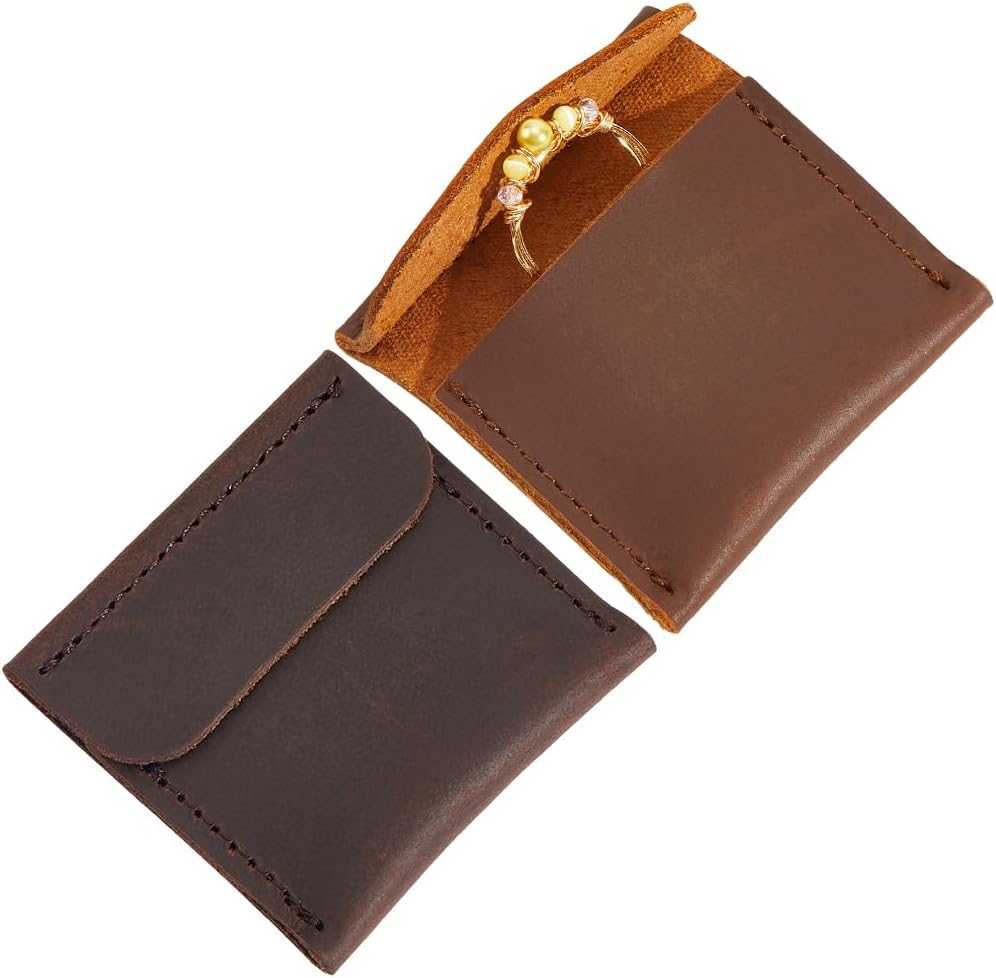 2色 スモール PUレザー リングポーチ ブラウン ポータブル 旅行 ジュエリー 収納バッグ ミニ 結婚 婚約 プロポーズ レザー