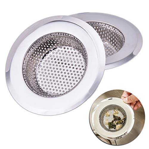 Cornerjoy 4.5 Inch Diameter Rim Heavy Duty Stainless Steel Kitchen Sink Basket Strainer, Large (Pack Of 2) #TOP5
