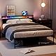 BEXEVUE 140x200 cm Bett mit LED und Steckdose, Metallbettgestell mit Kopfteil, moderner Bettrahmen mit Stauraum, robust und langlebig, einfach zu montieren – Ideal für Schlafzimmer und Gästezimmer