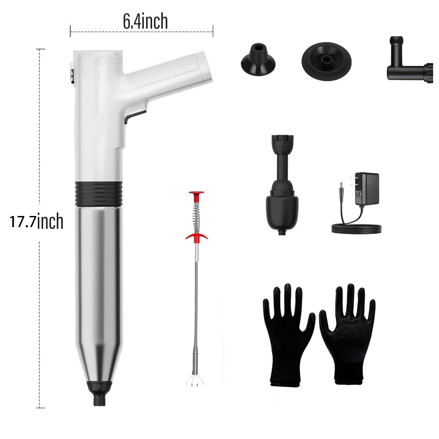 Desatascador Tuberias Profesional,Desatascador Wc,Limpiador Eléctrico De Tubos,Limpiador De Alta Presión Para Tubos,Limpiador De Conductos a Aire Comprimido Para Lavabo,Wc,Baño,Ducha y Cocina