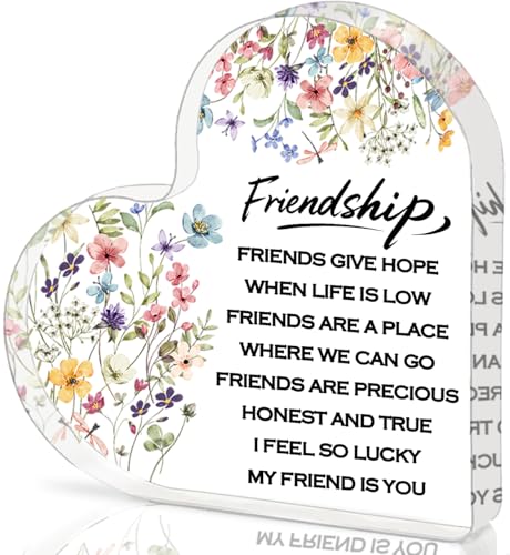 Friendship Gifts for Women, 0.5 Thickness Acrylic Heart Plaque - Best Friend Birthday Gift for Her,...