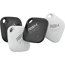 RSH Android Smart Tag – 4 Pack Key Finder compatibile con Google Find Hub app (Android Solo), Bluetooth Key Finder per bagagliorse, valigiaortafoglio (nero + bianco)