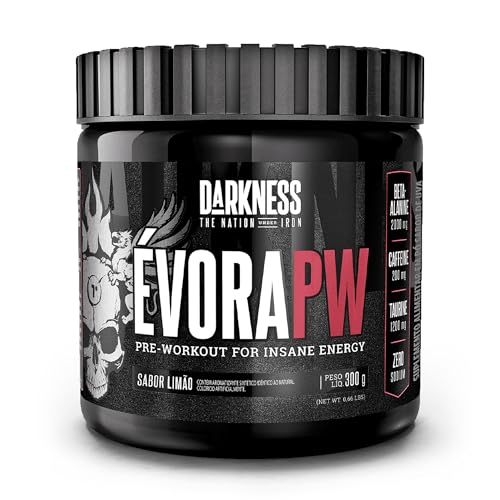 Darkness - Évora Pré-Treino Limão - Pre Workout Sem Glúten - Fórmula c/ Palatinose, Cafeína e Taurina - Suplemento Alimentar em Pó para Alta Performance - 300g