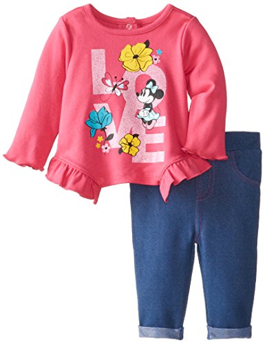 Disney Baby Baby-Girls 2 Piece Jegging Set, Fuschia Purple, 6 Months
