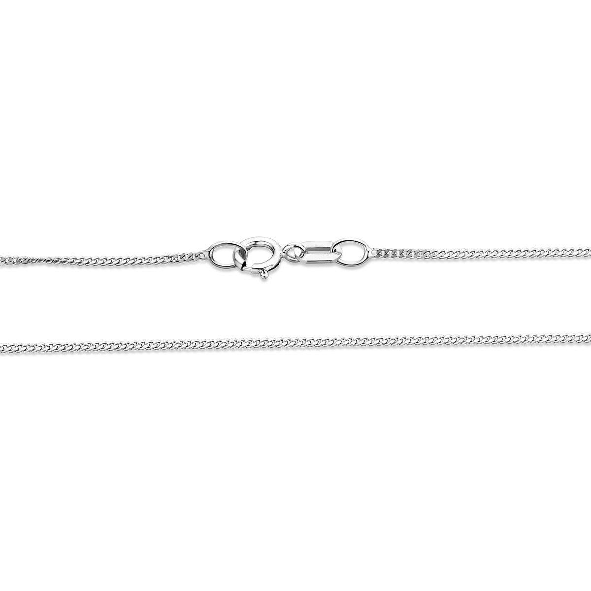 MIORE Collana da donna in oro bianco 9 kt (375) con zaffiro 0,34 carati e diamanti 0,05 ct ciondolo su catena barbazzale 45 cm, Oro Bianco, Diamanti, Zaffiro