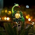 Voumsil Solar Globe Lights for Garden Decoration,40.9 Inch Pelican Front Porch Decor with Cracked Glass Puck Light for Outside Yard Decoration
