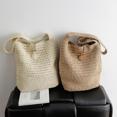 Bolso Tote de paja para mujer verano playa miniatura 7