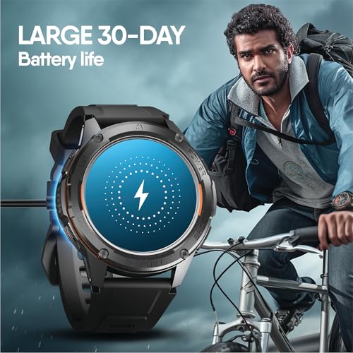 Image of CrossBeats Armour Pro AI Premium Smart Watch for man | 1.43 inch AMOLED Always on Display | 5 ATM Waterproof | 30-Day Battery |GPS BT Calling Smartwatch |150+ Sports Modes| BP HR SPO2 (Black)