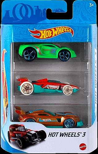 Image of Hot Wheels 3 Car Pack, Multipack of 3 Vehicles, Instant Starter Set, Collection of 1:64 Scale Toy Sports Cars, Rolling Wheels, for Kids 3 Years & Up