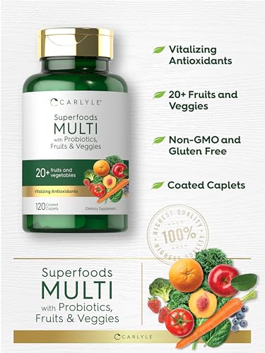 Carlyle CL541 Fruits And Veggies Supplement | 120 Count | Superfood Multivitamin With Probiotics | Made With 20 Fruits And Vegetables thumb #4