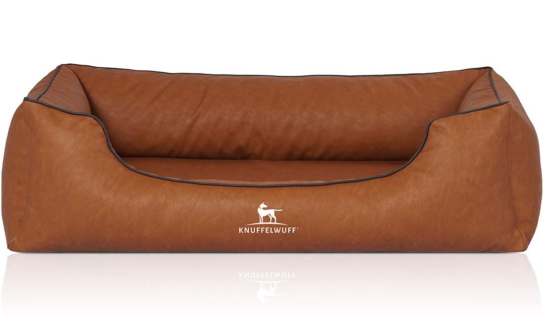 Knuffelwuff Legowisko dla psa Henderson z marmurkowej sztucznej skóry duże rozmiary XXXL 155 x 105 cm Rusty