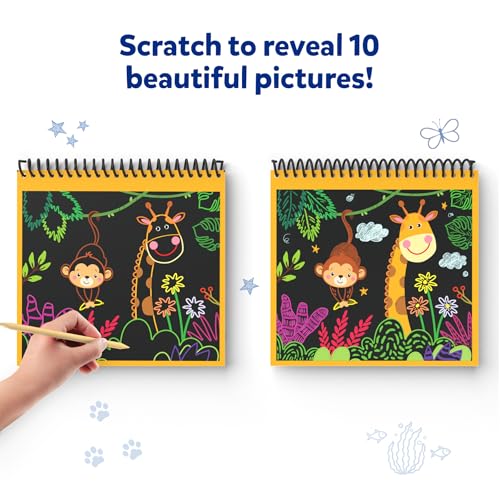 skillmatics scratch art book for kids - animals craft kits amp supplies 30 scratch stickers stocking stuffers travel toys diy kit christmas gifts for boys amp girls ages 3 4 5 6 7 8