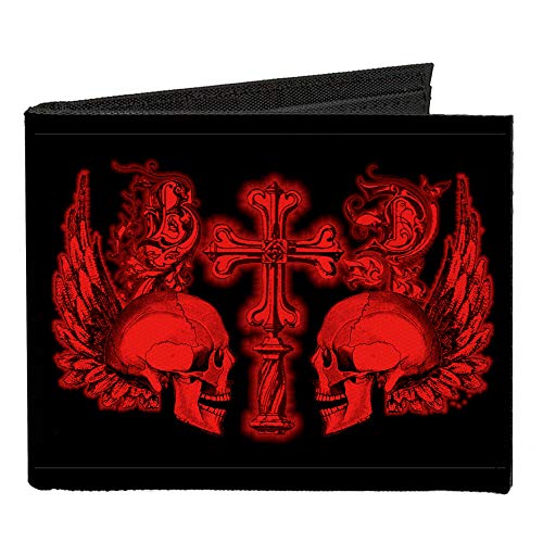 Buckle-Down Men's Standard Canvas Bifold Wallet Skulls, 4.0