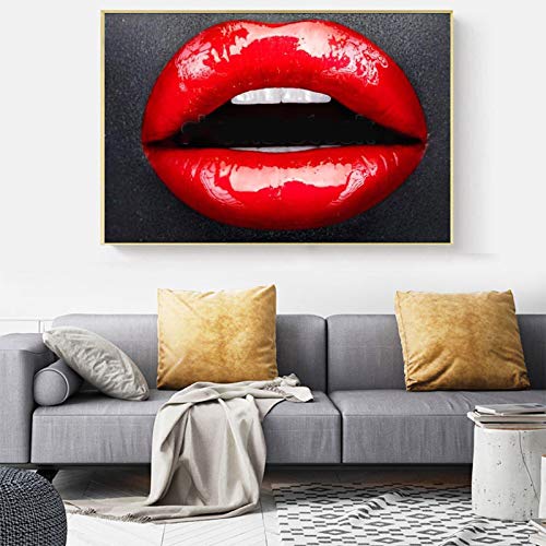 Toile lèvres rouges abstraite moderne 40x60 déco maison affiche murale salon - 2