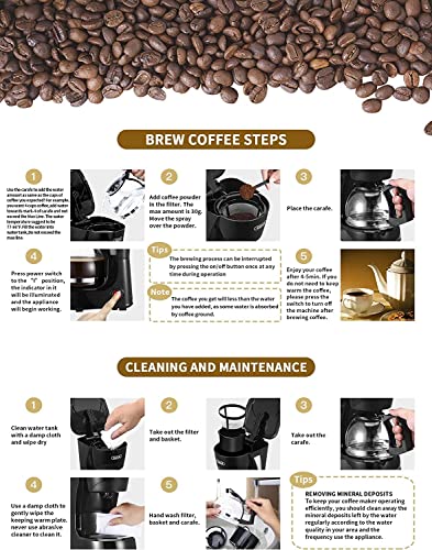 Image of Gevi 4 Cups Small Coffee Maker, Compact Coffee Machine with Reusable Filter, Warming Plate and Coffee Pot for Home and Office