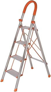 Stainless Steel Stepladder, Cargo Warehouse Ladders Engineering Four Step Ladder Trimming Leaves Dual Use Ladder Stepladder (Color : Silver) Favorite Gift