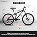 Mountain Bike 26 Inch Wheels, 21-Speed Full Suspension Mens Womens Trail Commuter City Mountain Bike, Carbon Steel Frame Disc Brakes Thumb Shifter Front Fork Rear Shock Absorber Bicycles(Black)
