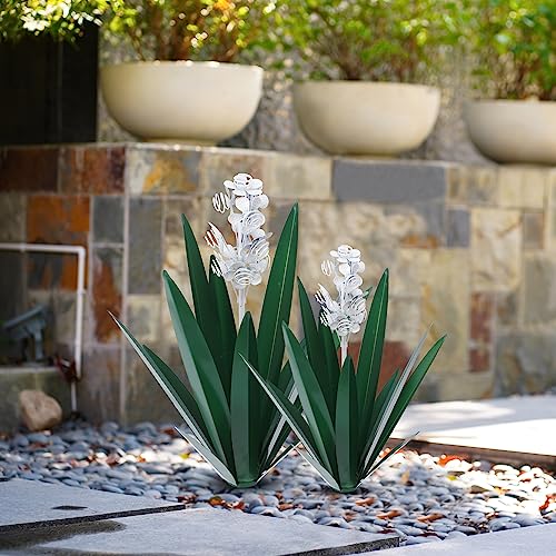 Jesokiibo 2Pcs Tequila Rustic Sculpture Diy Metal Agave Plant Home Decor Rustic Hand Painted Metal Agave Garden Ornaments Outdoor Decor Figurines Home Yard Decorations Stakes Lawn Ornaments (Style 4) #TOP4