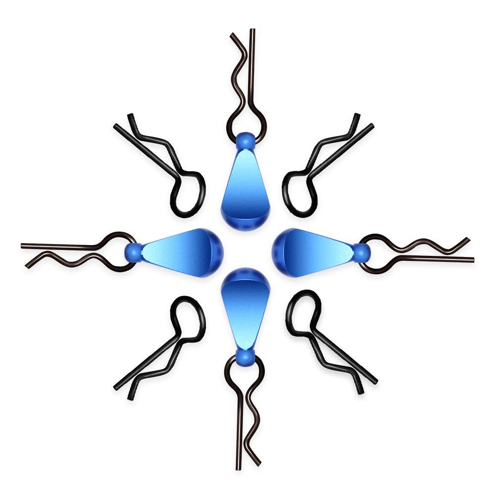 Hosim8 pcs of 1.2mm Metal Body Clips Pins with 4 Teardrop-Shaped Pull Tabs for All of 1:8 and 1:10 Scale RC Vehicles Cars Trucks Crawlers (Orange) Blue Clip-BU