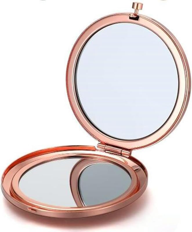 Magnifying Compact Mirror for Purse - 1x/2x Magnification Travel Makeup Mirror 2.76 inch Double-Sided Mini Folding Mirror,Cute Small Pocket Mirror for Gift,Travel Essentials (Rose Gold)-image-11