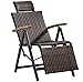 GKPLY Sedia a Dondolo Pieghevole in Vimini e Rattan con bracciolo Largo, Sedia a Sdraio Regolabile a gravità Zero reclinabile Vintage per Patio, Piscina, terrazza, casa all'aperto.
