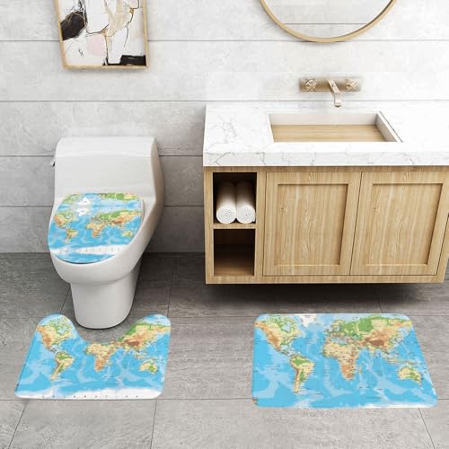 Alfombras de baño con mapa del mundo para renovar el estilo de tu aseo con comodidad 4