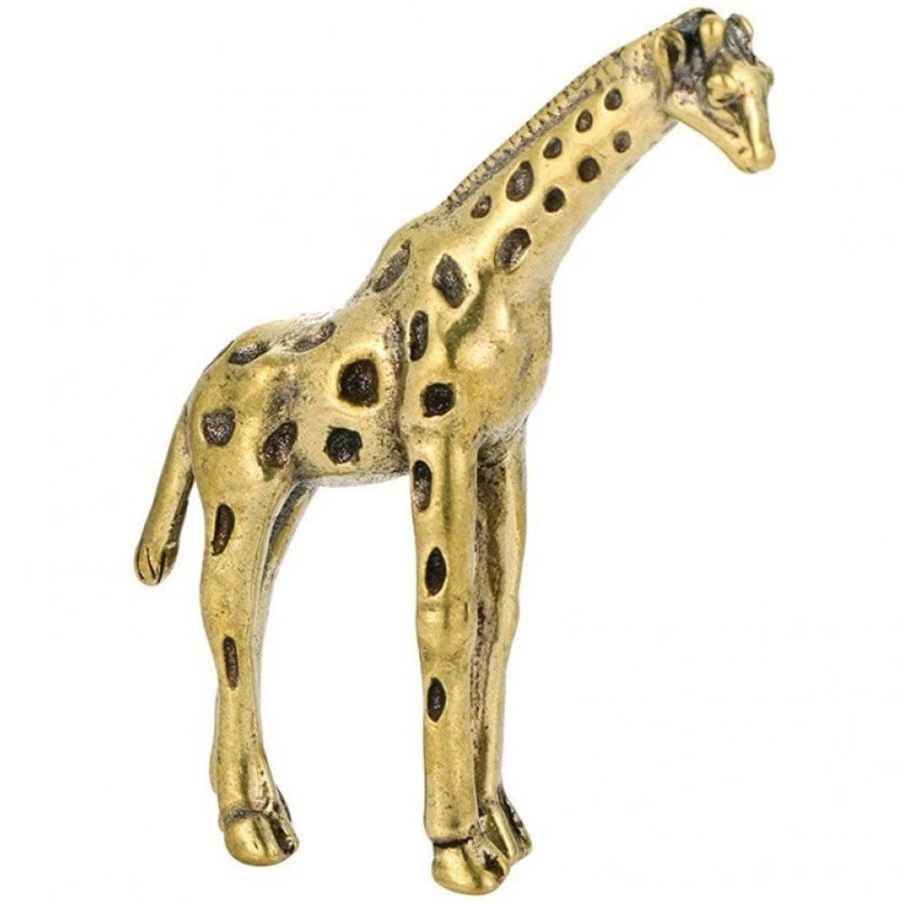 Baokuan Solid Brass Ornaments Vintage Animal Desktop Ornaments Giraffe Miniatures Crafts Decorations Antique Brass Accessories