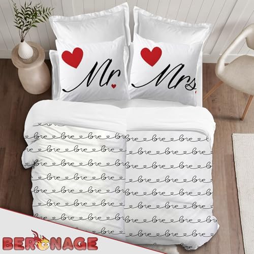 Juego de ropa de cama Mr & Mrs BERONAGE con cremallera 135x200cm 6