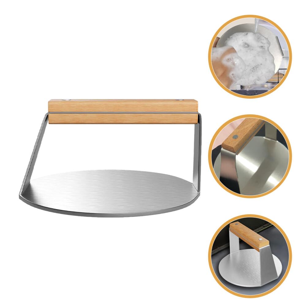 Baluue Pressa Hamburger Acciaio Inossidabile con Manico di Faggio Strumento per Creare Hamburger Fatti Casa Utensile da Cucina Resistente e Facile da Usare