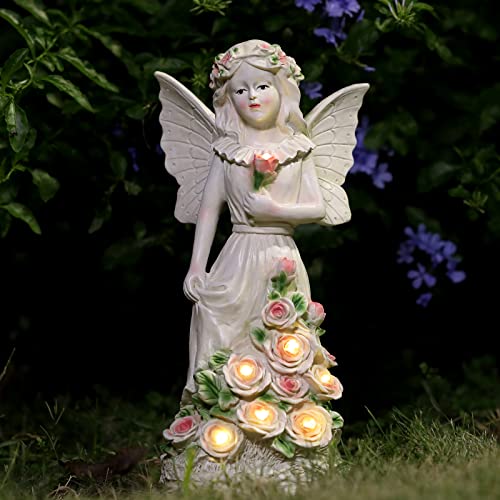 Garden Statue Fairy Outdoor Decor, Solar Patio Garden Sculptures & Statues, Resin Garden Decor For Outside Yard Decorations Figurines For Housewarming #TOP6