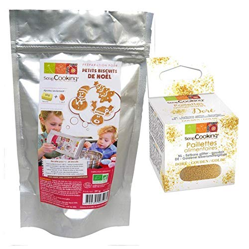 Préparation pour biscuits de Noël + paillettes dorées