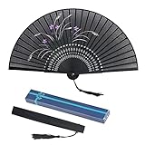 MEZOOM Abanicos de Mano Plegable Abanico de Mano Mujer con Borla Ventilador de Seda para Decoración de Pared Fiesta de Cumpleaños Boda Espectáculos de Baile Regalos