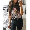 Tiger-Printed-Short-Sleeve-TshirtsWomens-Summer-Crewneck-Graphic-Tee-Shirt-Blouse-Tops T Shirts Women Cute Graphic Shirt Funny Spring Tees Tops