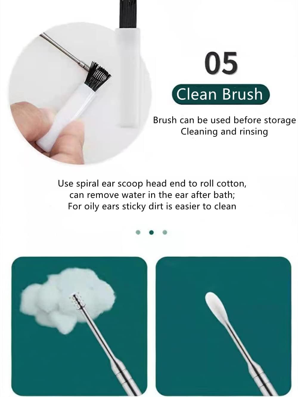 PREZONE Ear Wax Cleaner Resuable Ear Cleaner Kit Ear Cleaner Tool Set with Storage Box Ear Wax Remover Tool Kit with Ear Cleaner and Spring Ear Buds Cleaner - 6 Pc Set 3
