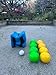 BuyBocceBalls Listing - Made in USA, Premium Quality Tournament Bocce Set - 110mm Green and Yellow Balls, Nylon red Bag, 998 Grams (2 lbs. 3.2 oz.). Various Bag Colors