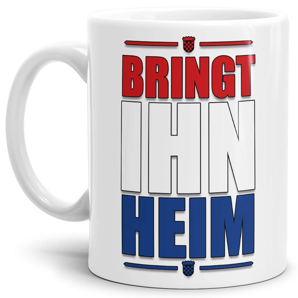 Fan-Tasse "Bring Ihn Heim" Schweden Tasse - Fußball WM Cup, Weißer Keramikbecher, Spülmaschinenfest, 300 Ml