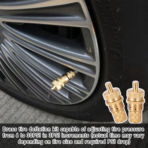 Image of Yourkar 4 PCS Tire Deflator, Adjustable 6-30 PSI Car Tire Deflators Kit, Universal Automatic Air Down Tire Deflator Valve for Vehicles, Motorcycles, Cars, Trucks