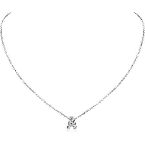 ChicSilver Cubic Zirconia Initial Necklace for Women 925 Sterling Silver Letter Necklace Dainty Personalized Jewelry