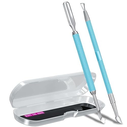 2 unidades de metal turquesaazul lago removedor de cutículas y cortador de uñas de gel de calidad de salón de calidad de salón de uñas de gel