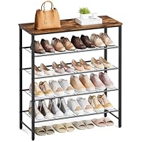 Kitsure Shoe Rack for Closet, Rustic Brown Shoe Storage with Leveling Feet, Sturdy & Rust-Proof Shoe Shelf for Entryway, Bedroom, Living Room,75.0 x 79.2 x 29.0 cm, Brown