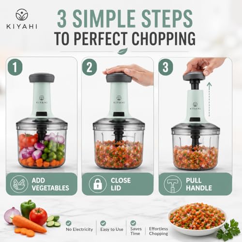 Image of Chopper for Kitchen Use 1100 ML, Push Chopper with 6 Blades, Vegetable Chopper Kitchen Items for Home Cutting Vegetables, Onion, Ginger, Garlic, Salad, Tomato, Potato