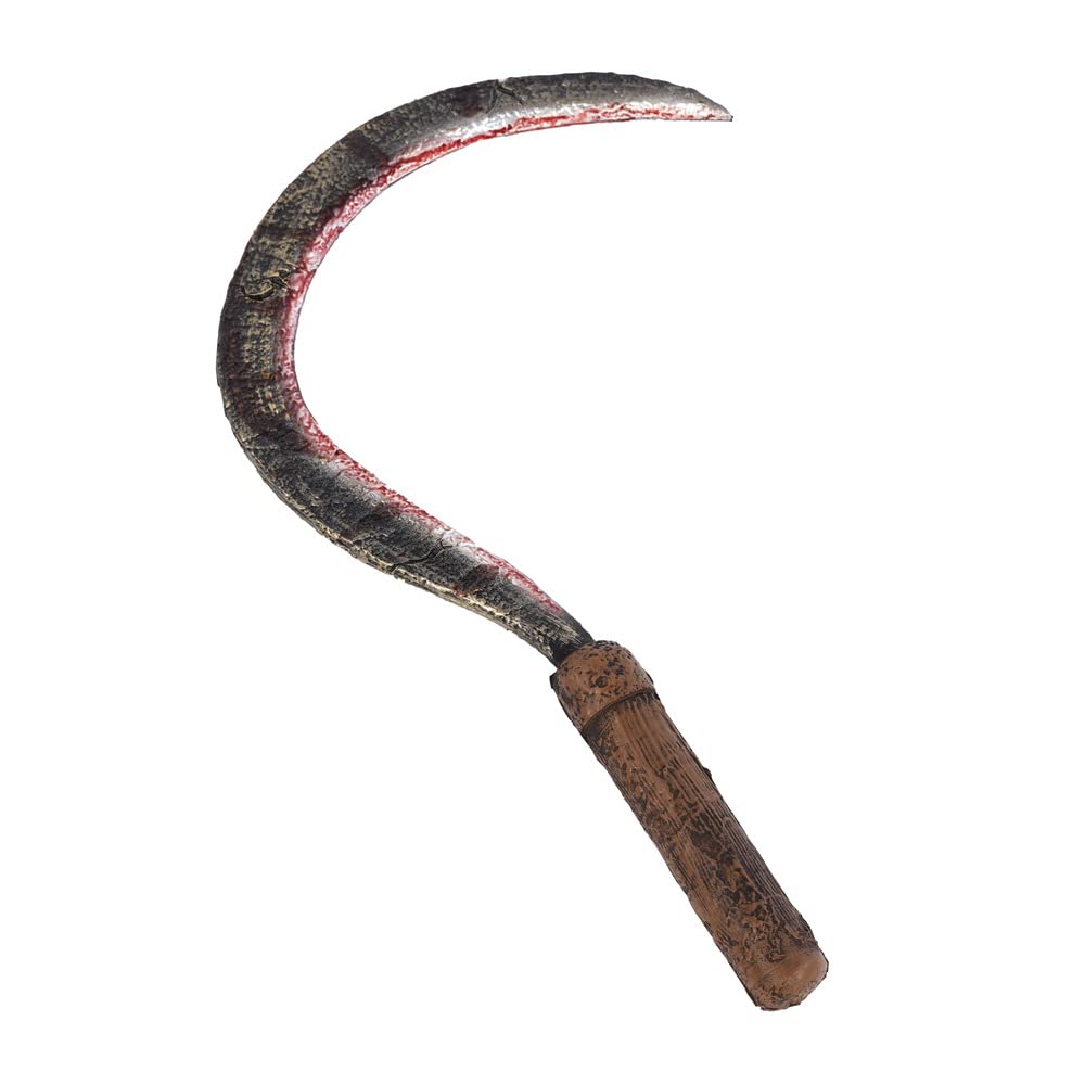 STYLEX Realistic Foam Weapons Halloween Cosplay Fancy Dress Props Accessories (Sickle Knife), Silver, Brown, Grey (Grau Grau), Real Red (t_546) โ image 1